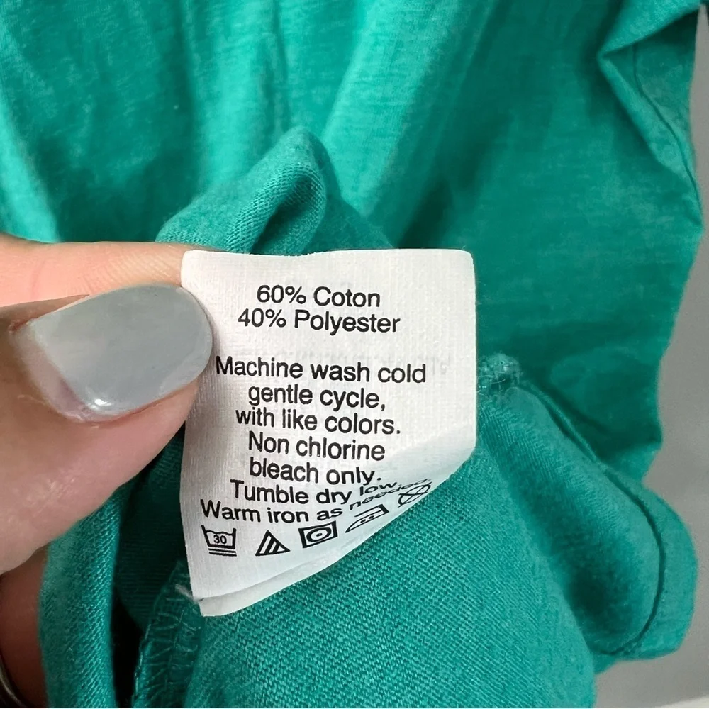 J. Crew Teal Green Slim Fit Short Sleeve V Neck Cotton Blend Tee Shirt Large